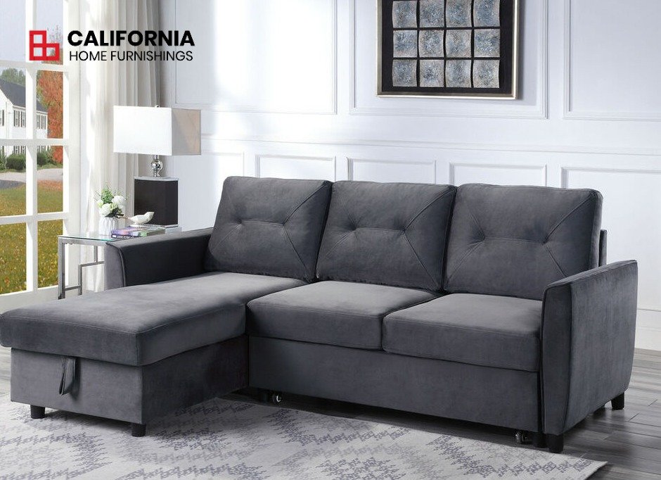 PR292BI2607 89330 Hudson Dark Gray Velvet Reversible Sleeper Sectional Sofa with S IMD 1 ink