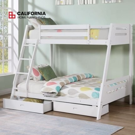 TRANSITIONAL WHITE TWIN/FULL BUNK BED