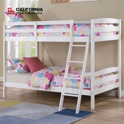 TRANSITIONAL WHITE TWIN/TWIN BUNK BED