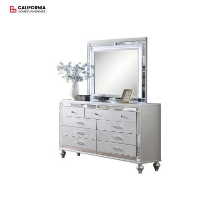 Silver Dresser With 9 Drawers