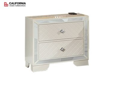 Cream Color Two Drawer Nightstand with Wireless Charging - California Home Furnishings