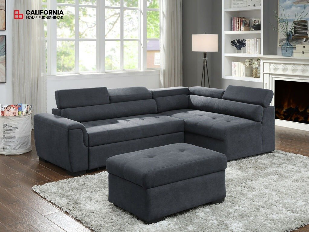 PR98BI884 89138 Haris Dark Gray Fabric Sleeper Sofa Sectional with Adjustable Head IMD ink 1